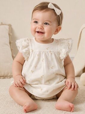 NWTS Quincy Mae Flutter Dress, size 12-18 months, ducks, summer, organic cotton